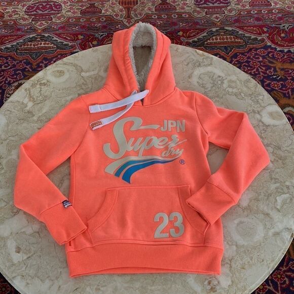 SUPERDRY Vintage Logo Limited Edition Neon Sparkle Hoodie 80’s Retro Style - Picture 12 of 15